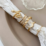 Women's Snake Ring Moon Pearl Ring Set – Gifts for Her — 2