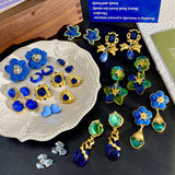 Women Girl Vintage Blue Crystal Earrings – Gifts for Her — 1