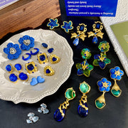 Women Girl Vintage Blue Crystal Earrings – Gifts for Her — 1