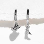 Gold Plated Denim Boots Hat Pendant Earrings – Jewelry Gift Ideas — 6