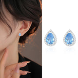 Super Flash Blue Water Drop Ear Studs French – Small Gift Ideas — 1