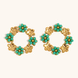 Niche Flower Ring Stud Earrings Stainless Steel – Gift Ideas — 3