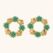 Niche Flower Ring Stud Earrings Stainless Steel – Gift Ideas — 3