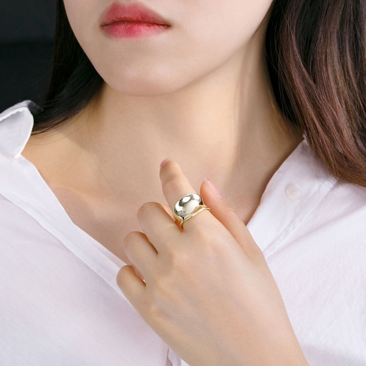 S925 Sterling Silver Ring Irregular Concave Female – Gifts for Her — 1
