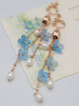 Gradient Color Hydrangea Pearl Tassel Earrings – Unique Gift Ideas — 3