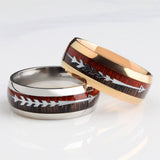 Stainless Steel Wood Grain Arrow Inlaid Ring – Gift Ideas — 1
