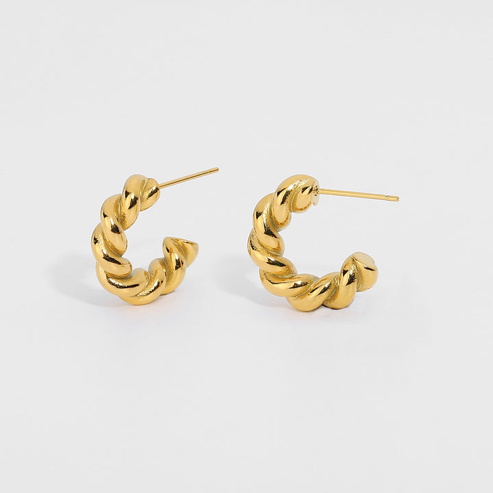 Ladies Twist Spiral Hoop Earrings 18K Gold Plated – Useful Gifts — 1