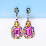 Geometric Colorful Crystals Inlaid Earrings Vintage – Meaningful Gifts — 5