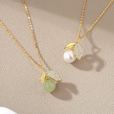 Natural Hotan Jade Leaf Necklace Female S925 – Jewelry Gift Ideas — 1