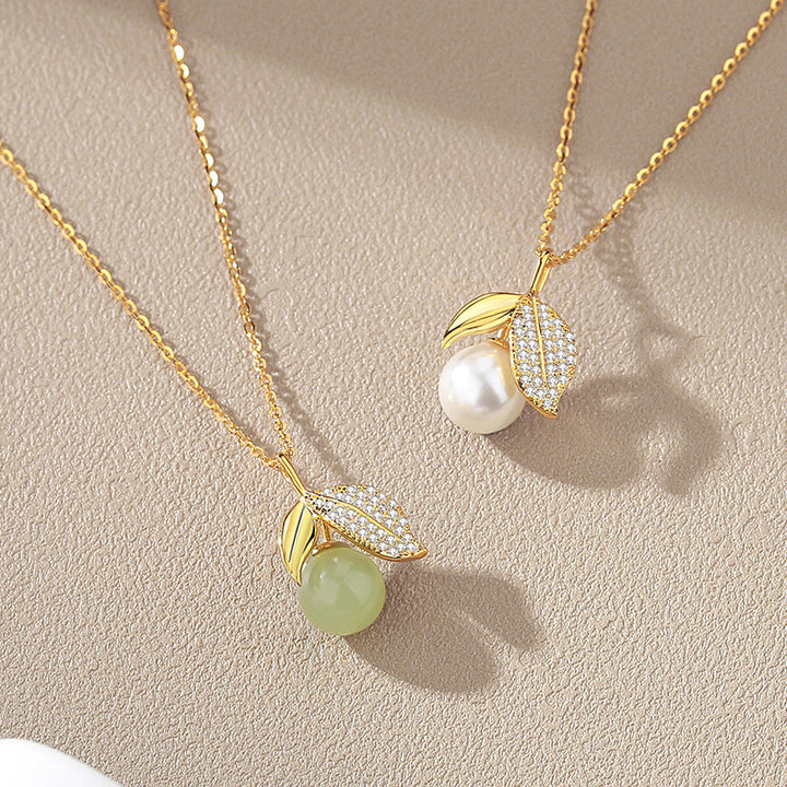 Natural Hotan Jade Leaf Necklace Female S925 – Jewelry Gift Ideas — 1