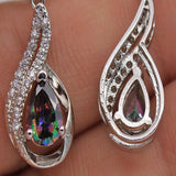 Women's Colorful Topaz Drop Earrings With Diamonds – Gifts for Her — 4