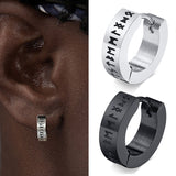 Vintage Norse Viking Runes Hoop Earrings For Men – Gifts for Him — 1