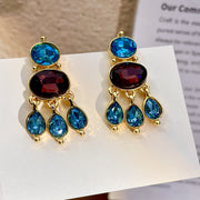 Women Girl Vintage Blue Crystal Earrings – Gifts for Her — 18