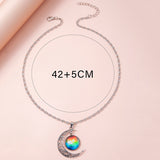Galaxy Planet Star Glass Necklace Silver Hollow – Jewelry Gift Ideas — 2