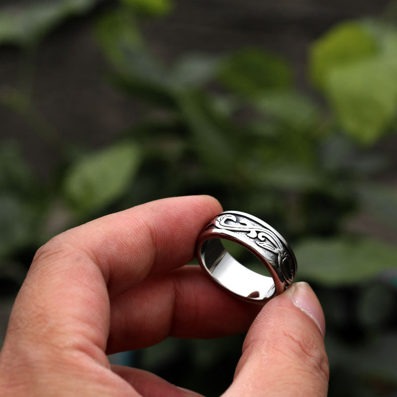 Titanium Steel Tang Grass Pattern Ring Simple – Holiday Gift Ideas — 1
