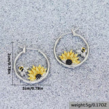 Sunflower Bee Round Ring Earrings Color Meiko – Useful Gifts — 4