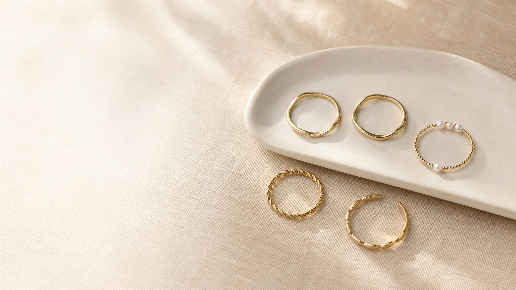 Five-piece Pearl Wavy Combination Ring – Useful Gifts